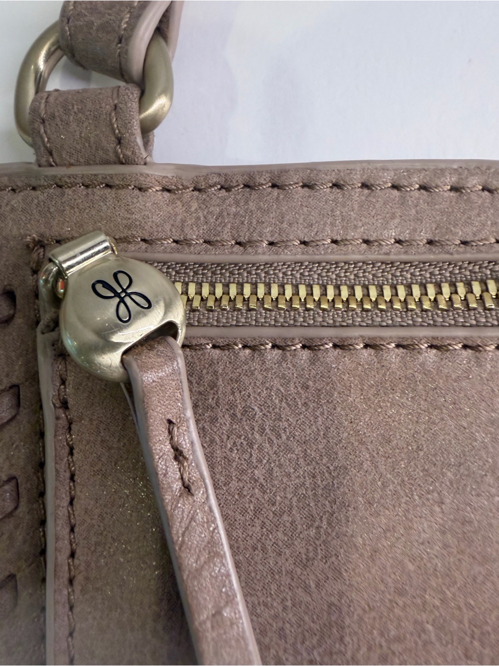 HOBO Beige Mini Crossbody with Floral Print Lining - Picture 3 of 6